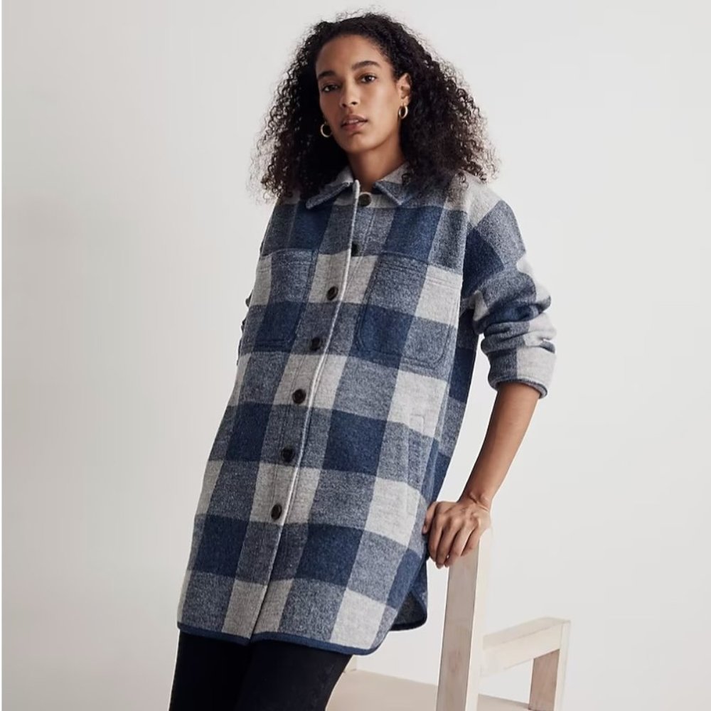 (Re)sponsible Boiled Wool Sweater Jacket in Buffalo Check